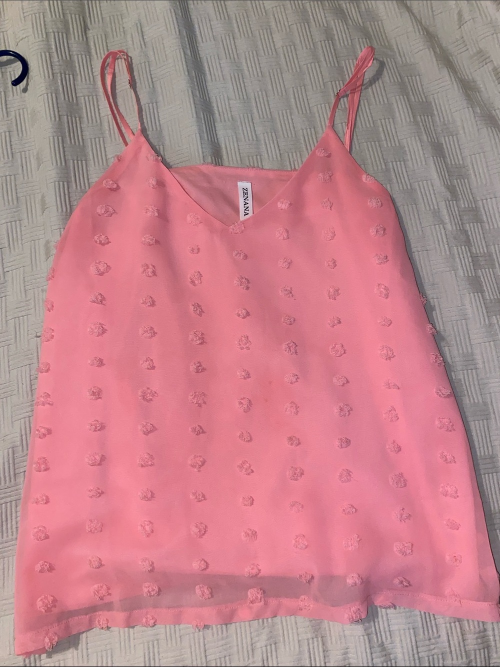 Zenana Light Pink Textured Spaghetti Strap tank